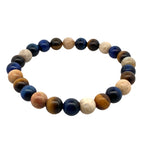 Brown-Blue Tiger's-Eye Chrysanthemum 8Mm Bead Bracelet 8Mm 8.2In