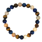 Brown-Blue Tiger's-Eye Chrysanthemum 8Mm Bead Bracelet 8Mm 8.2In