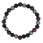 Red Tiger's Eye Black Hematite Black Matte Onyx Stretch Bracelet 8.2In