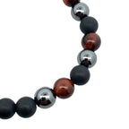 Red Tiger's Eye Black Hematite Black Matte Onyx Stretch Bracelet 8.2In
