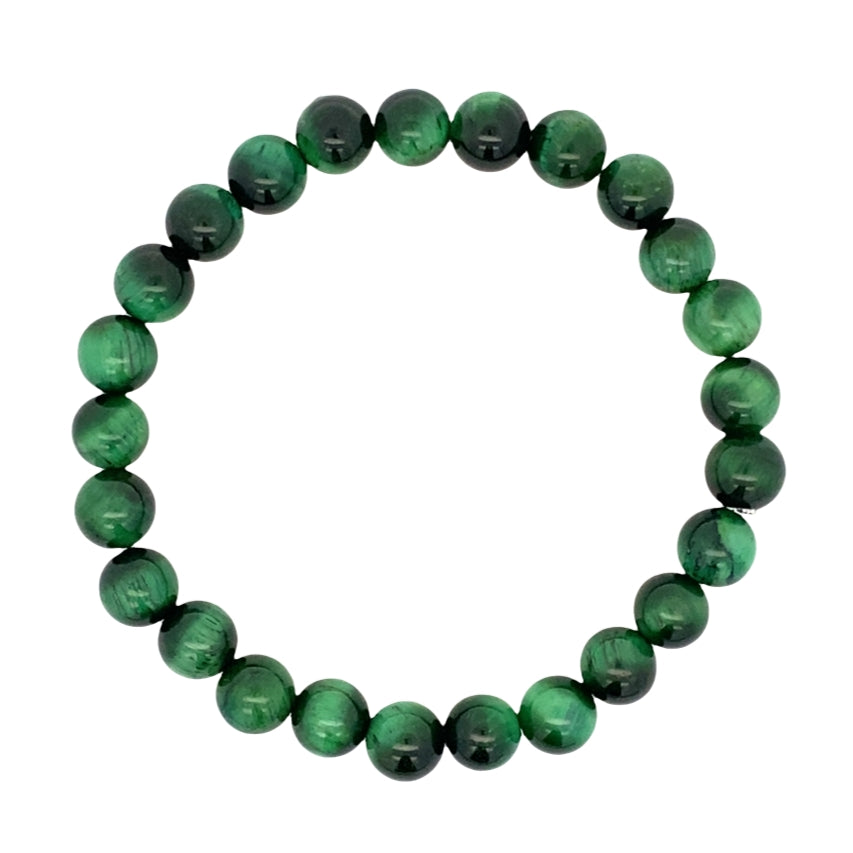 Green Tiger's Eye 8Mm Stretch 25 Bead Bracelet 8.2In