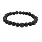 Black Matte Shiny Onyx Lava 8Mm 25Bead Bracelet 8.2In