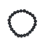 Black Matte Shiny Onyx Lava 8Mm 25Bead Bracelet 8.2In