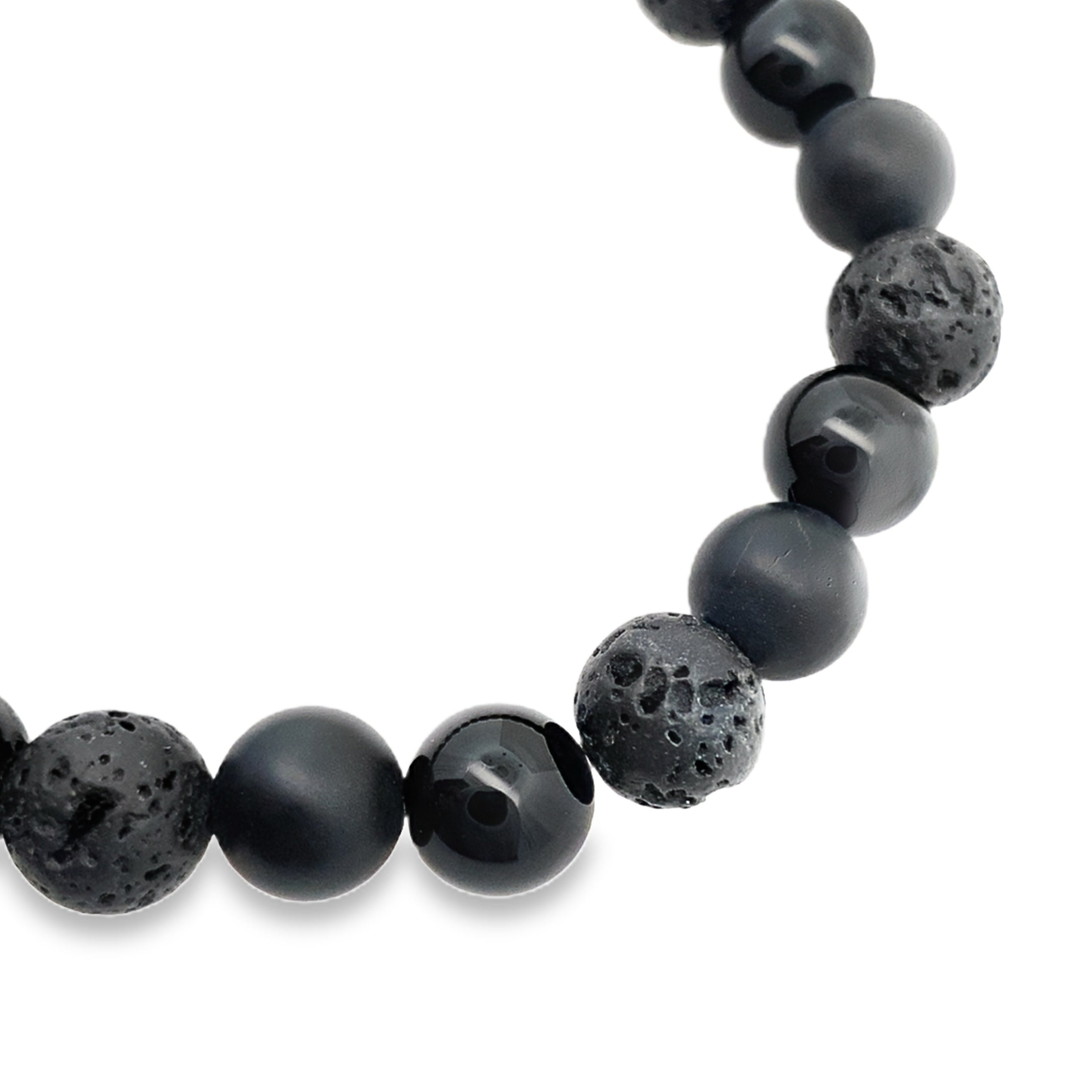 Black Matte Shiny Onyx Lava 8Mm 25Bead Bracelet 8.2In