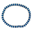 Stainless Steel  Polished Blue Ip Satin Stretch Mini Bead Bracelet 8In