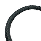 Stainless Steel Black Ip Matte Clasp Black Leather Bracelet 8.25In