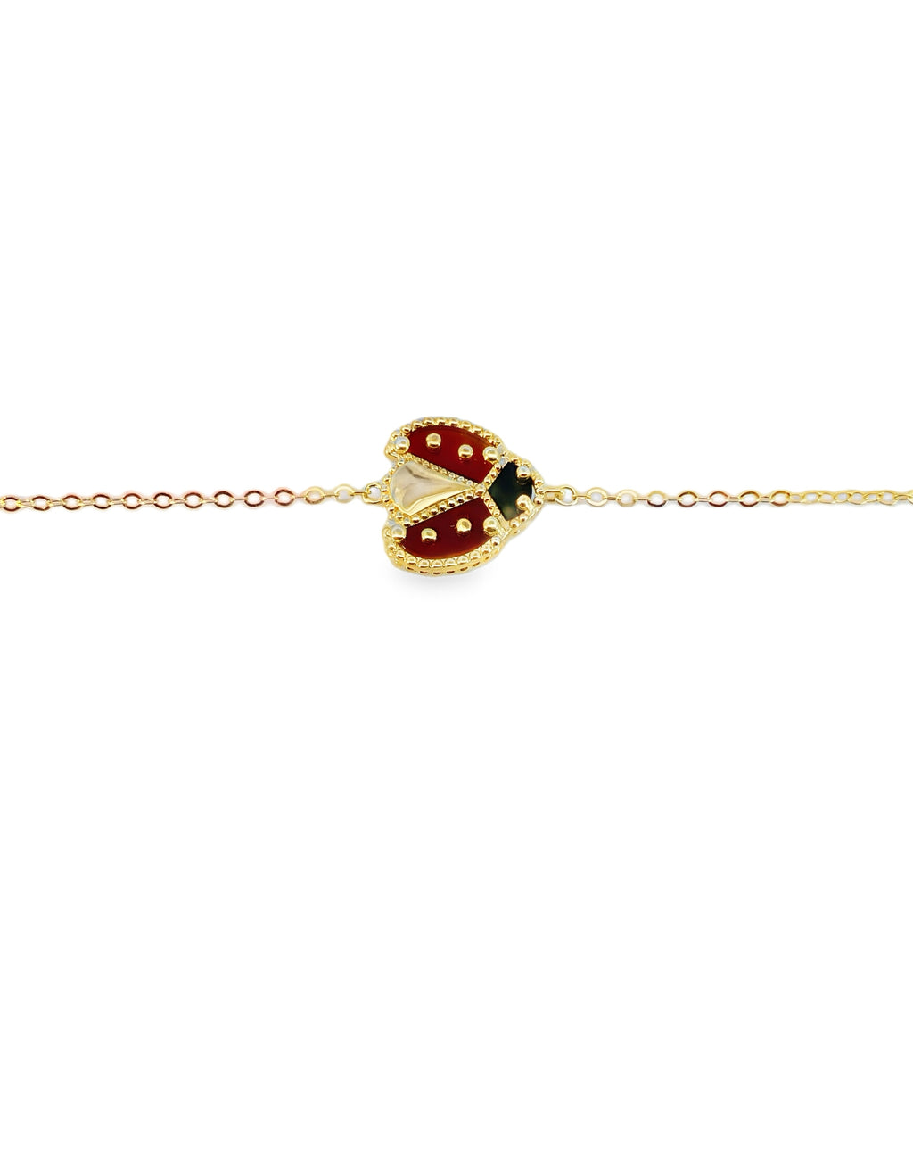 10K Yellow Gold Ladybug Bracelet 6In +2In Ext 1.7Dwt