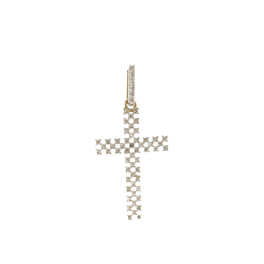 0.10Ctw 10K Yellow Gold Diamond Cross Pendant 0.9Dwt