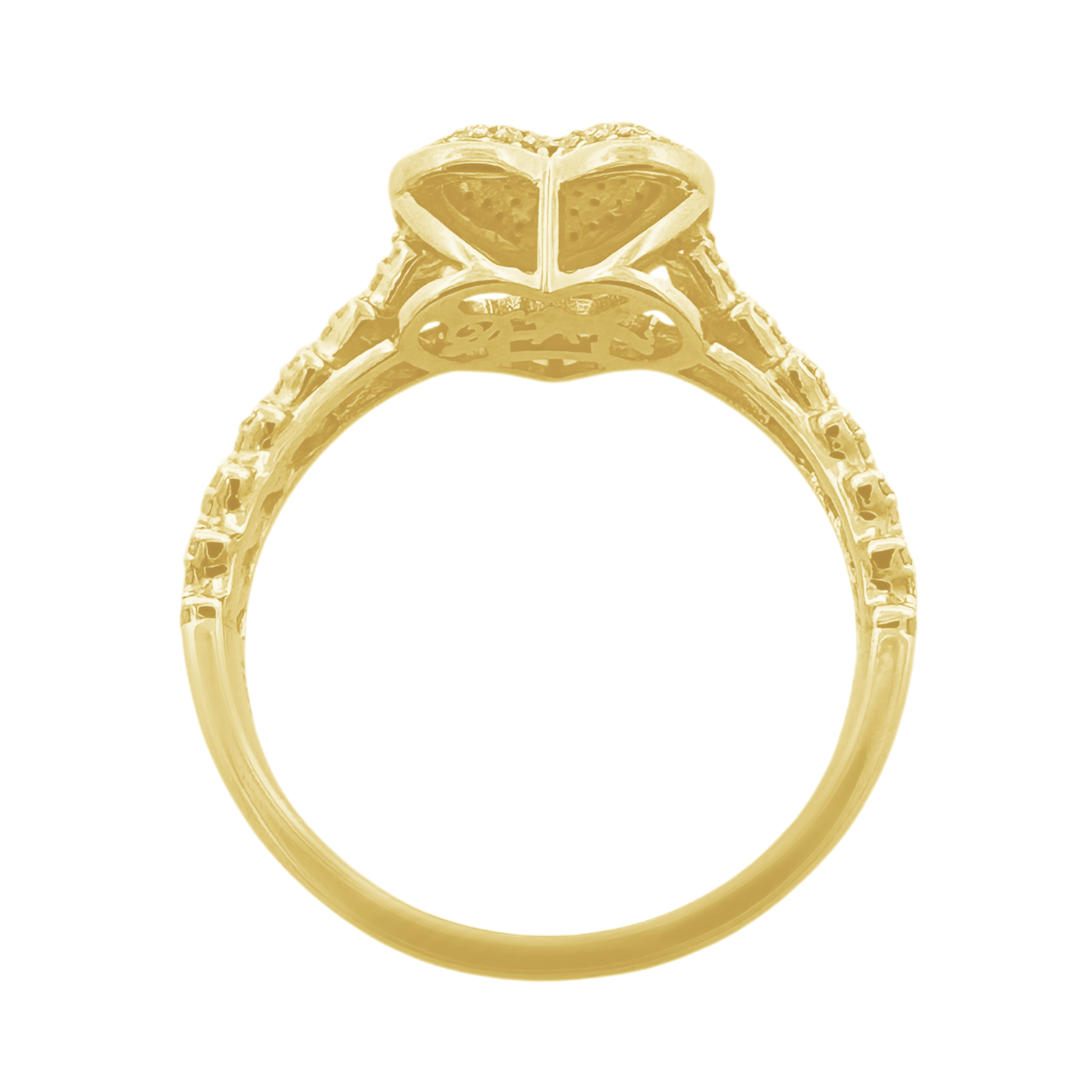0.25Ctw Yellow Gold Lds Heart Diamond Fashion Ring Size 7 2.0Dwt