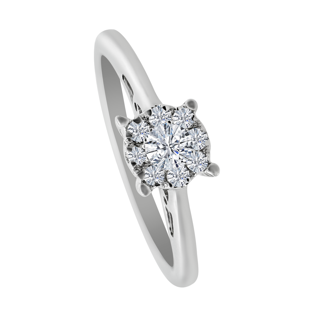 0.13Ct 10K White Gold Diamond Engagement Rings Size 7 1.5Dwt