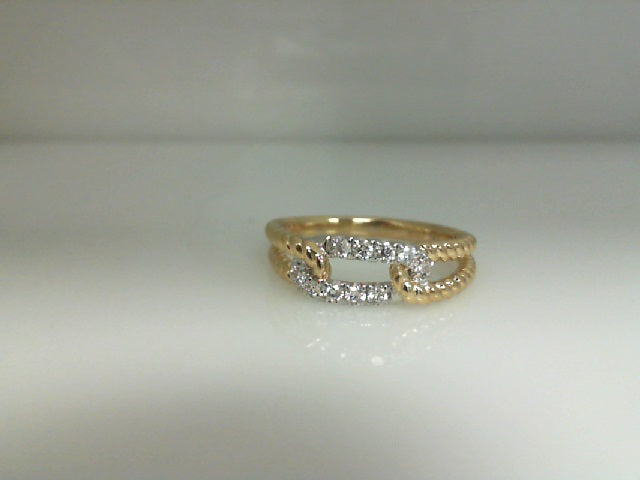 0.22Ctw 14K Yellow Gold Diamond Link Ring Size 7 2.2Dwt

J