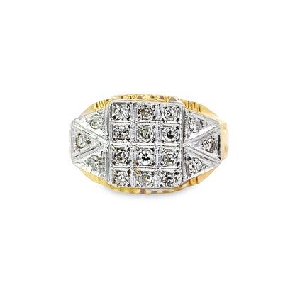 14K Two Tone Mens Diamond Fashion Ring Size 10 7.2Dwt