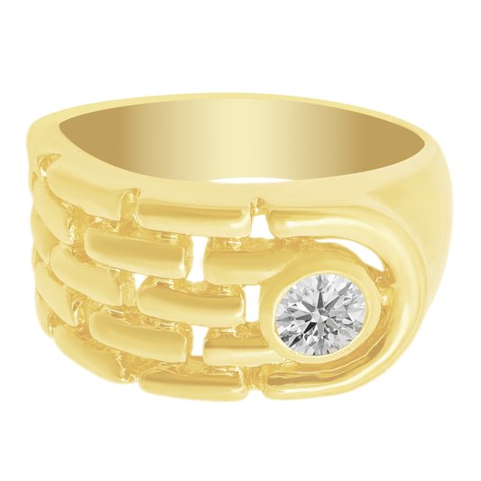 14K Yellow Gold Diamond Fashion Mens Ring Size 8 5.1Dwt