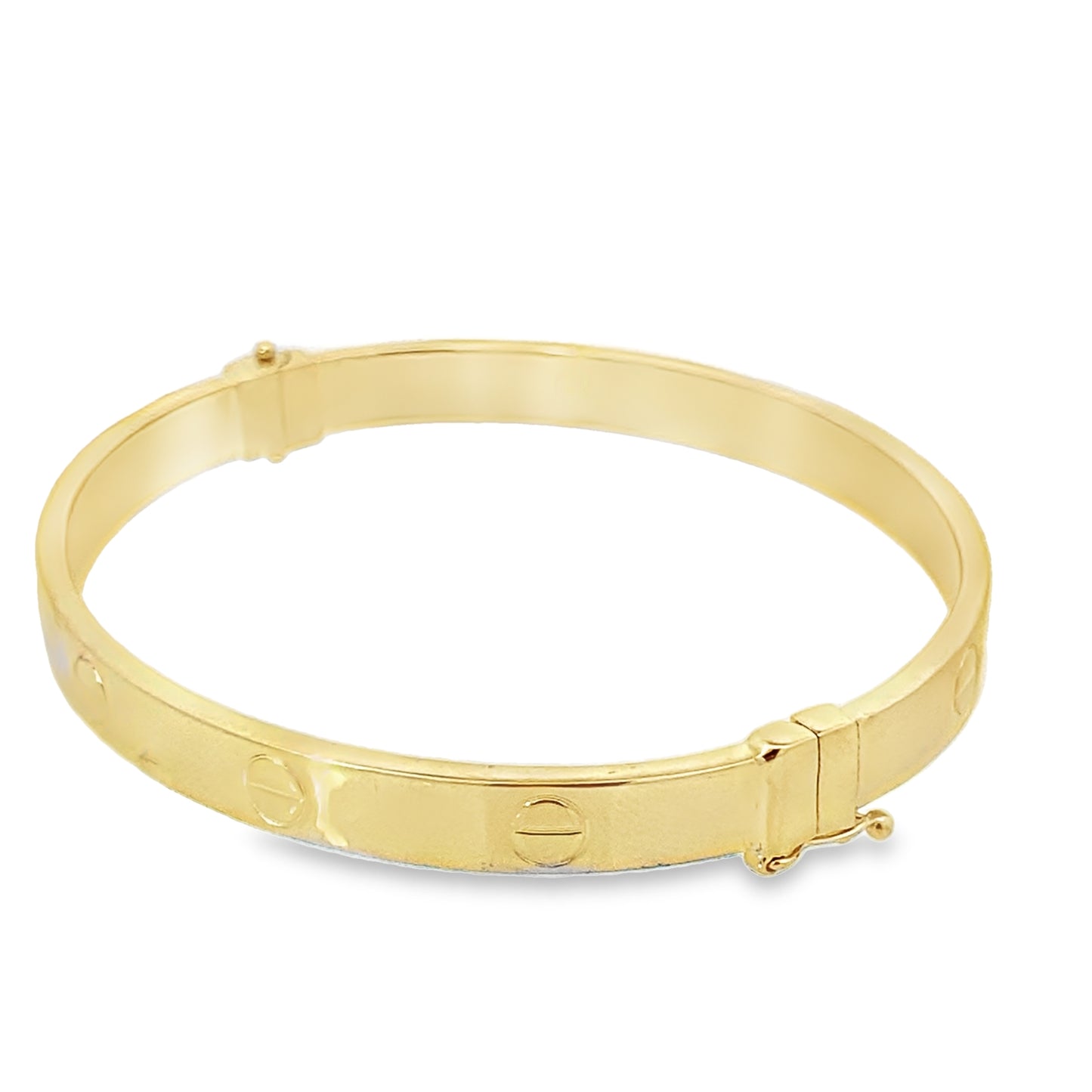 14K Yellow Gold Screw Style Hinged Bangle 5.0Dwt