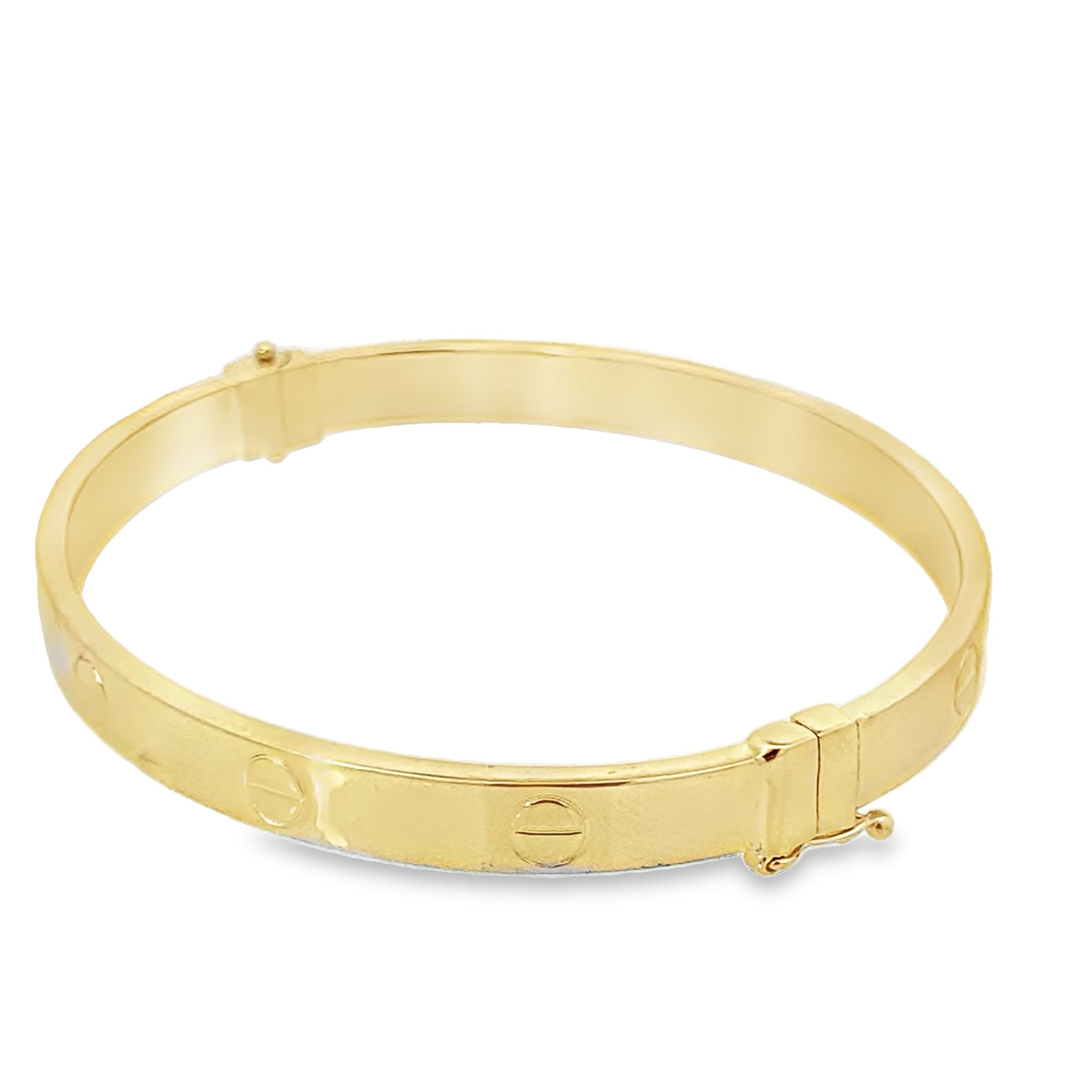 14K Yellow Gold Screw Style Hinged Bangle 5.0Dwt