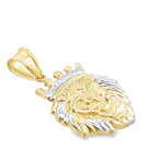 14K Two Tone Gold Lion Head Pendant 3.1Dwt
