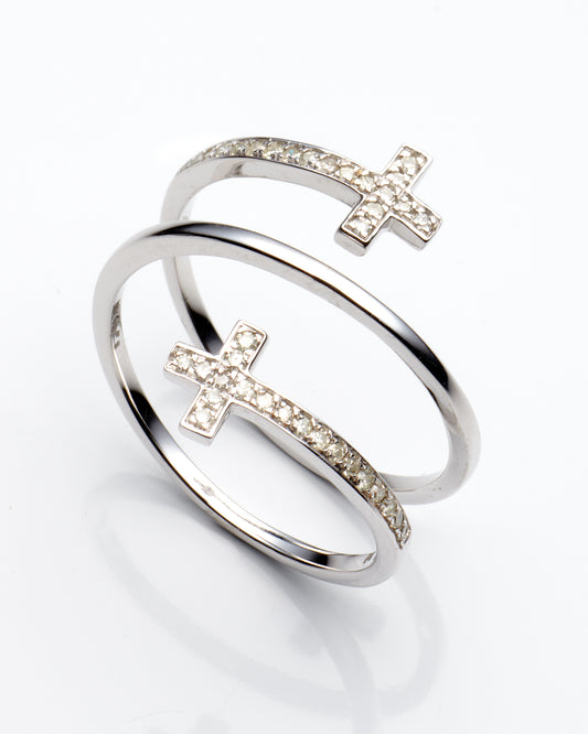 0.15Ctw 10K White Gold Lds Diamond Engagement Ring Size 7 1.4Dwt