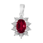 0.06Ctw Diamond & Ruby 10K White  Gold Pendant 0.6Dwt