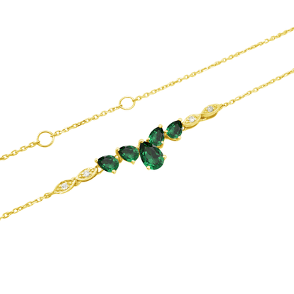 0.03Ct Dia 0.95Ct Em 14K Yellow Gold Emerald Necklace 18In 1.8Dwt