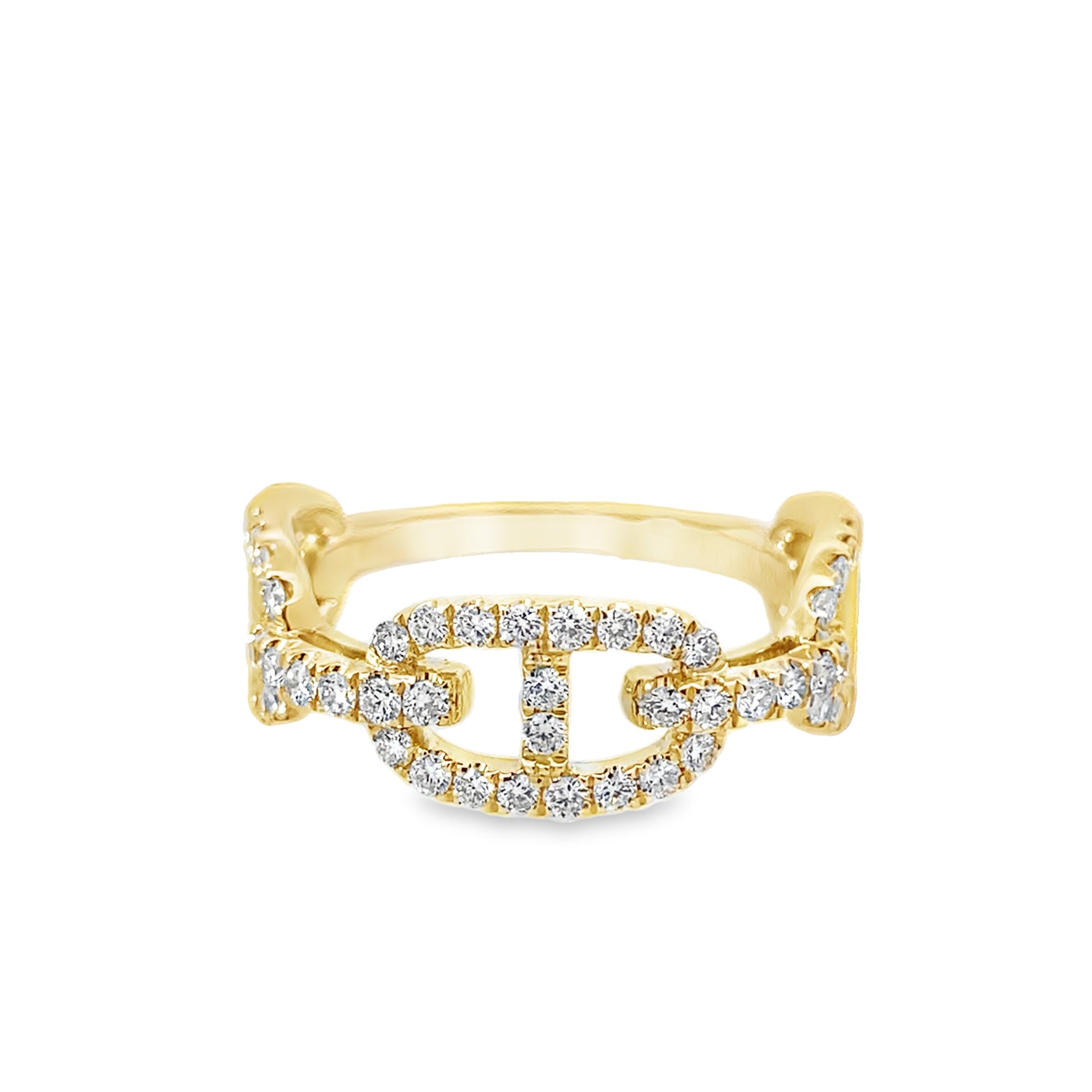 0.54Ctw 14K Yellow Gold Diamond Link Ring Size 7 2.2Dwt