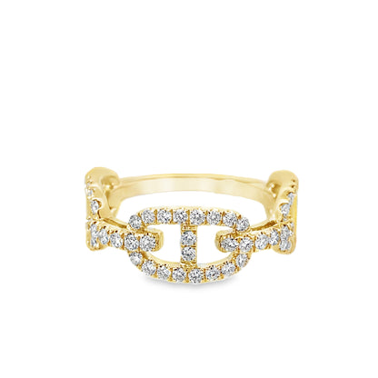 0.54Ctw 14K Yellow Gold Diamond Link Ring Size 7 2.2Dwt