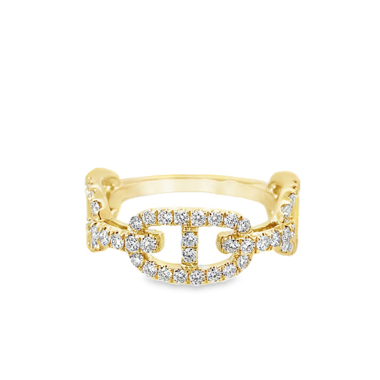0.54Ctw 14K Yellow Gold Diamond Link Ring Size 7 2.2Dwt