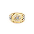 14K Two Tone Gold Eagles & Cz Fashion Ring Mens Size 9 6.4Dwt