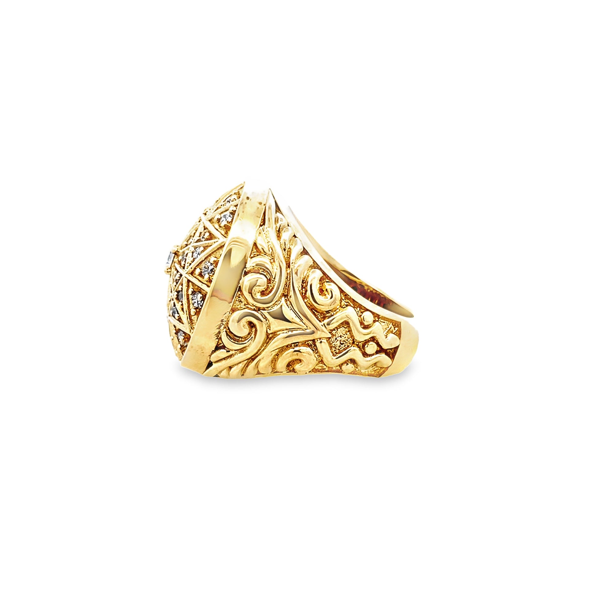 10K Yellow Gold Mens Rosetta Ring Size 12 27.4Dwt