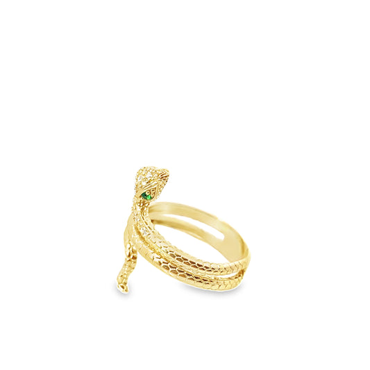 10K Yellow Gold Cz Snake Style Lds Ring Size 7.5 2.1Dwt