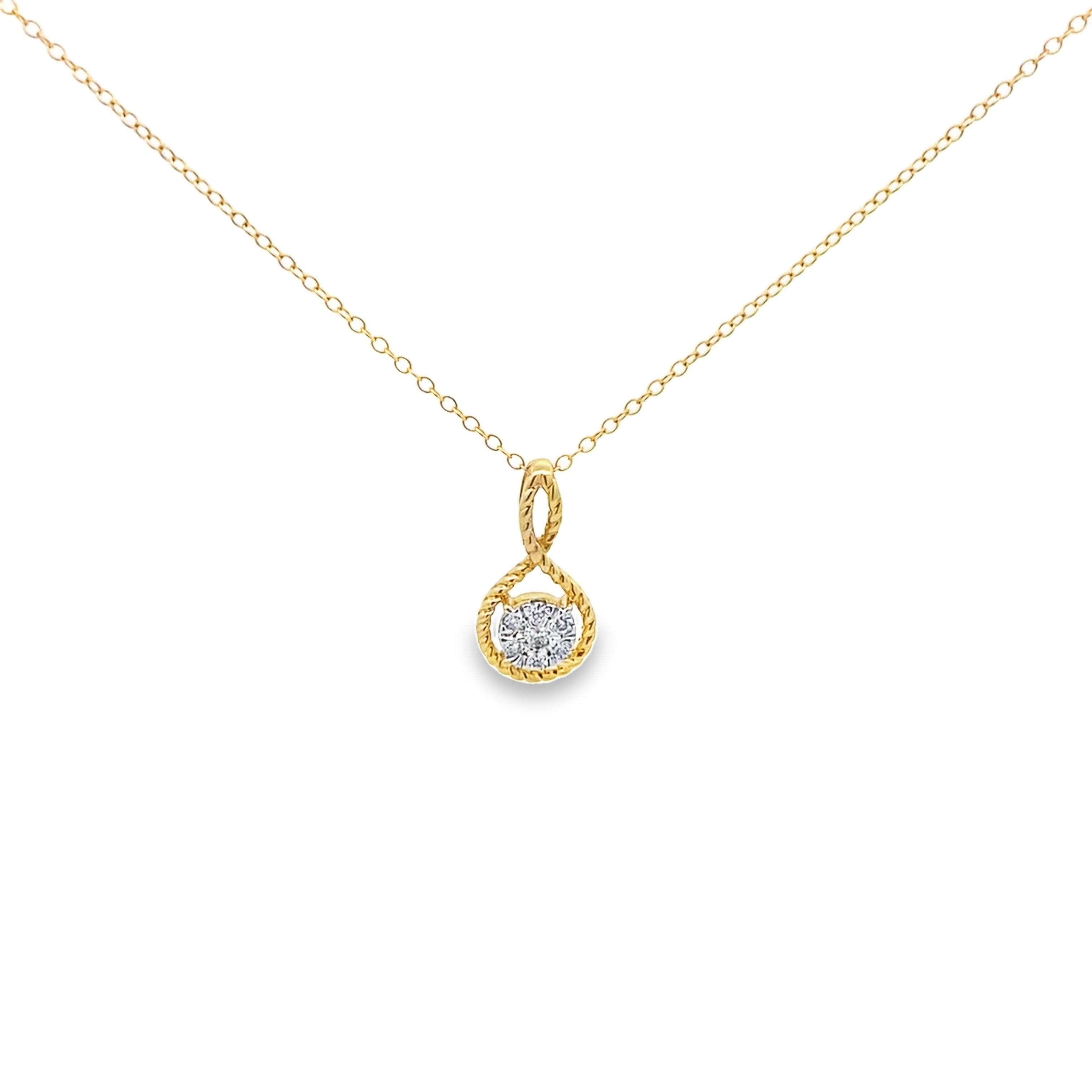 0.16Ctw14k Yellow Gold Diamond Pendant Necklace 18In 1.5Dwt