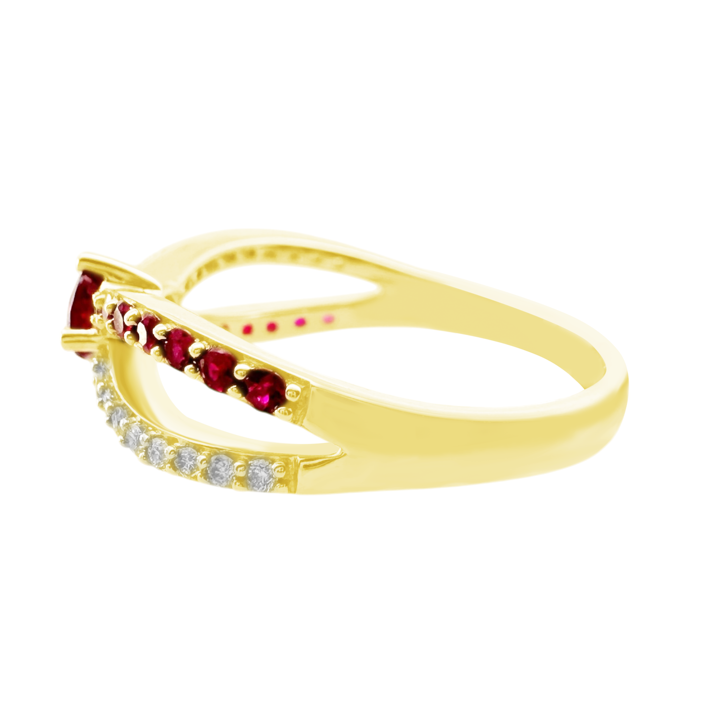 0.25Ct Dia 0.41Ct Ru 14K Yellow Gold Dia & Ruby Fashion Ring Size 7 1.8Dwt