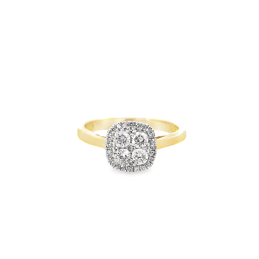 0.50Ctw 14K Yellow Gold  Diamond Engagement Ring Size 7 2.0Dwt