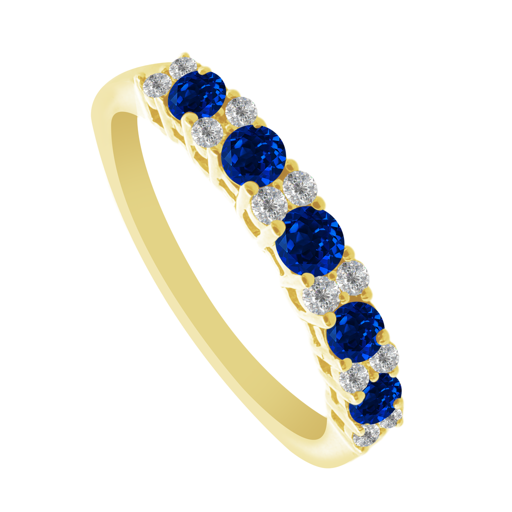 0.12 Dird 0.39 Sard 14K Yellow Gold Diam & Sappire Band Ring Size 7 1.5Dwt