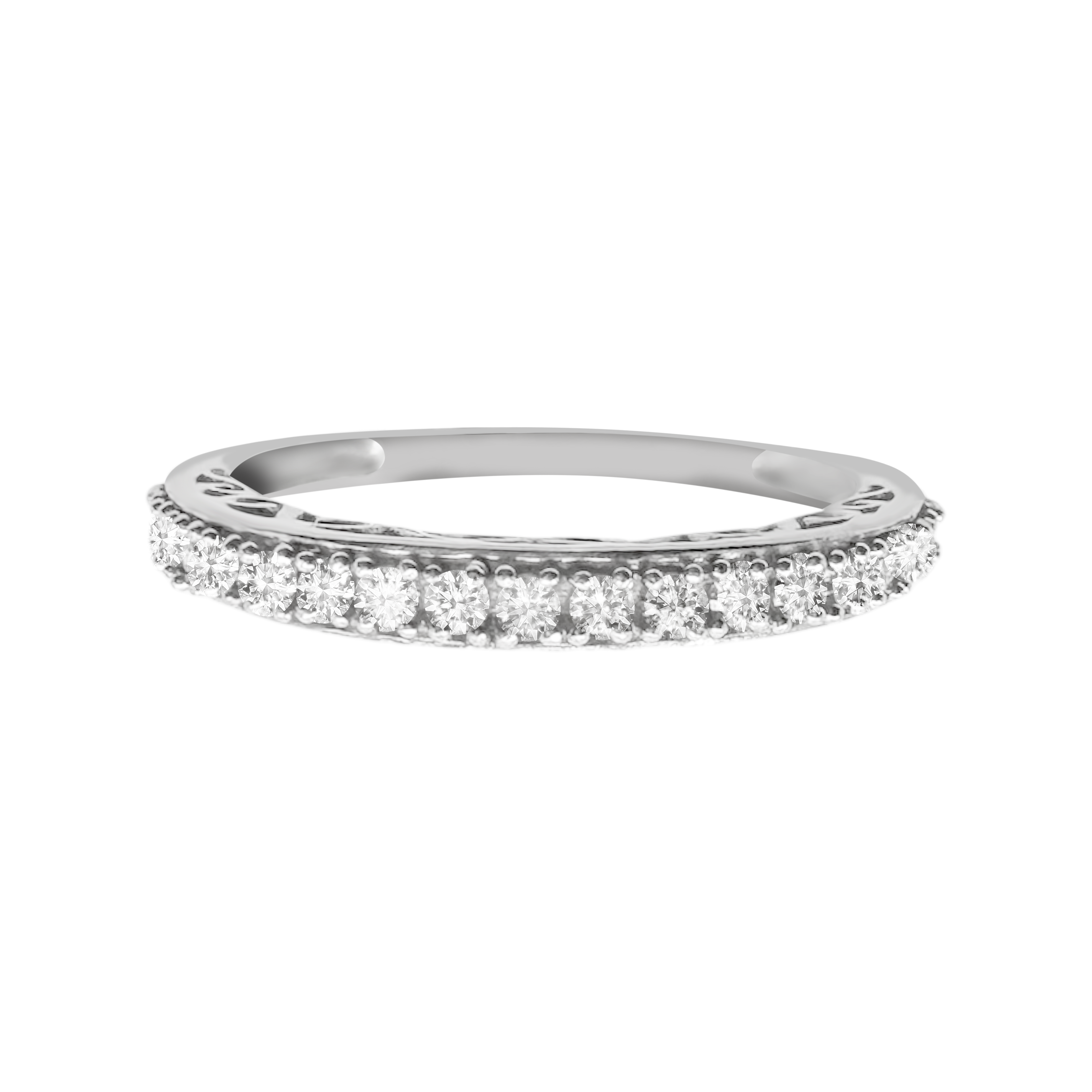 10K White Gold Diamond Wedding Band Size 6.75 1.0Dwt