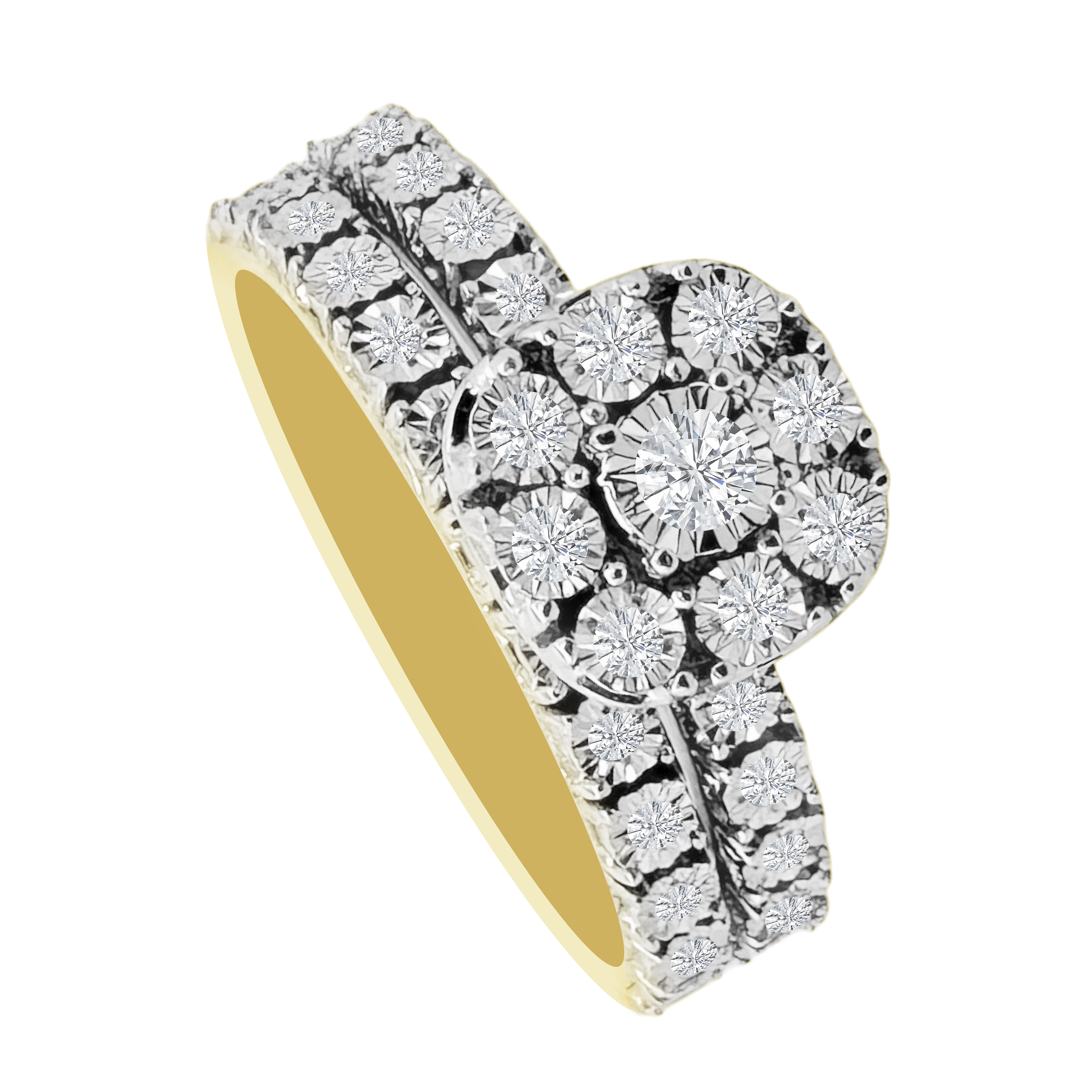 0.15Ctw 10K Yellow Gold Diamond Wedding Set Size 7 2.9Dwt