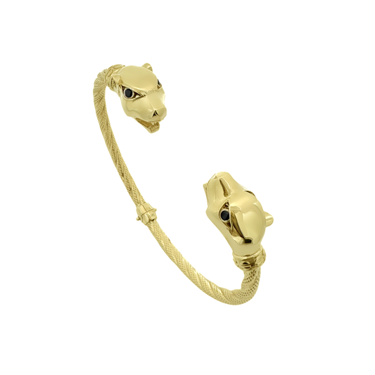 10K Yellow Gold Panther Head Bangle 9.0Dwt