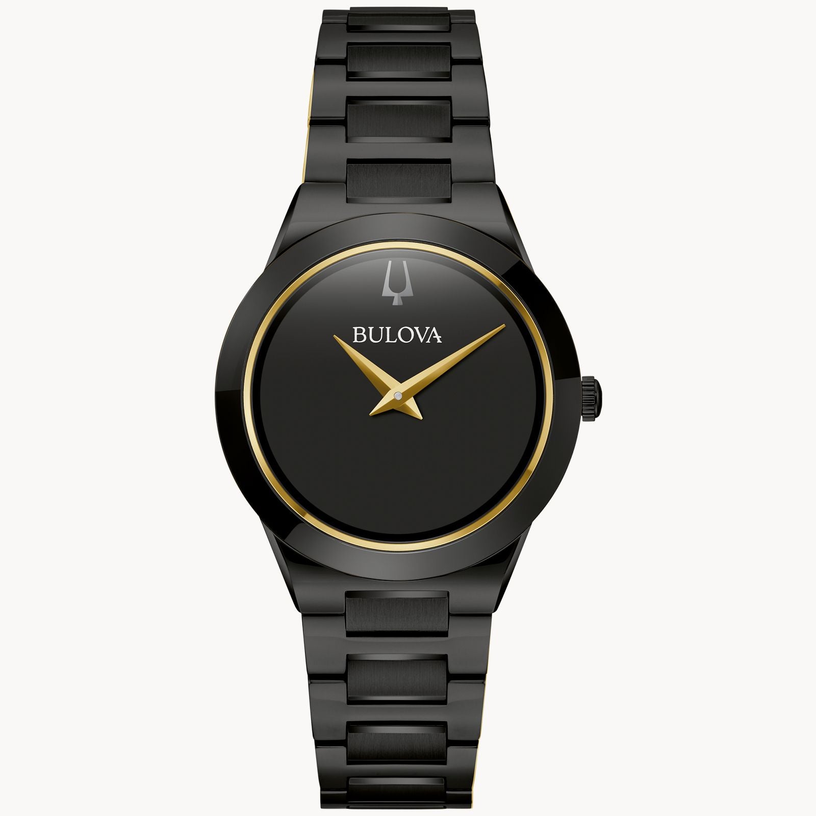 Bulova Millenia Ladies Watch Stainless Steel Bracelet (98L314) Black Tone Gold Accents