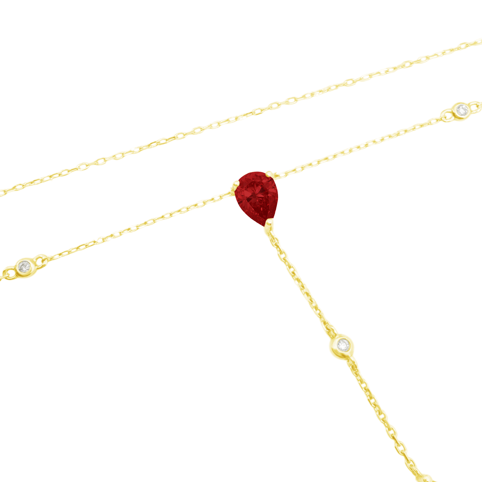 0.03Ct Dia 2.20Ct Ru 14K Yellow Gold Rubies Pendant Necklace 18In 1.9Dwt