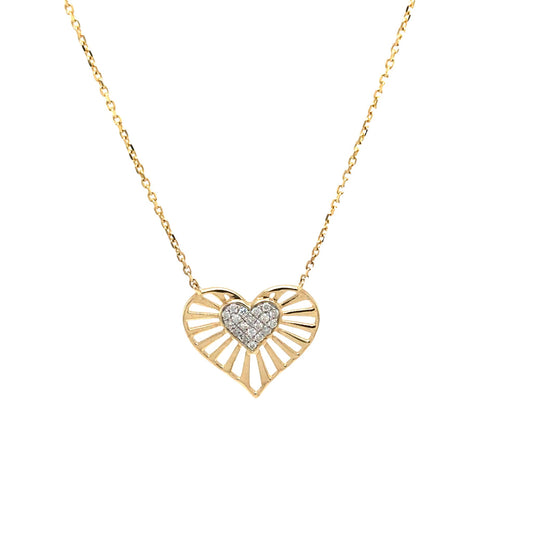 0.16Ctw 14K Yellow Gold Diamond Heart Necklace 18In 2.3