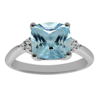 1.34 Aqcu 0.05 Dird 14K White Gold Aquamarine & Dia Ring Size 7 2.4Dwt