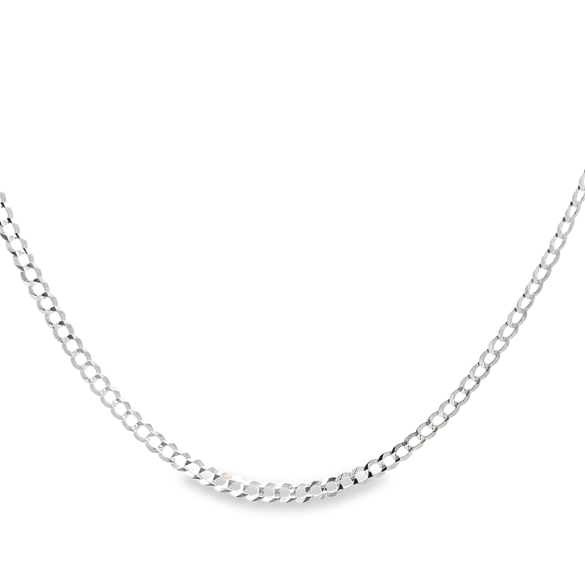 14K White Gold Solid Curb Link Chain 3.5Mm 22In 5.3Dwt