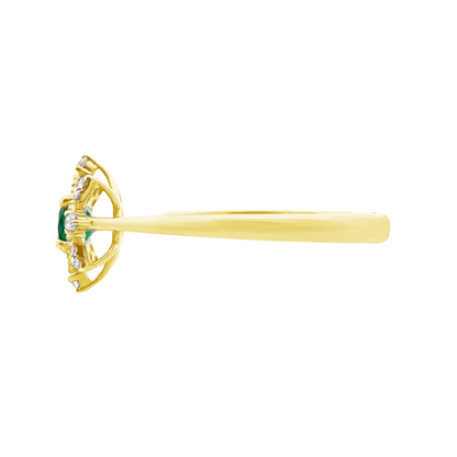 0.06Ct Dia 0.25Ct Em 14K Yellow Gold Emerald Fashion Ring Size 7 1.0Dwt