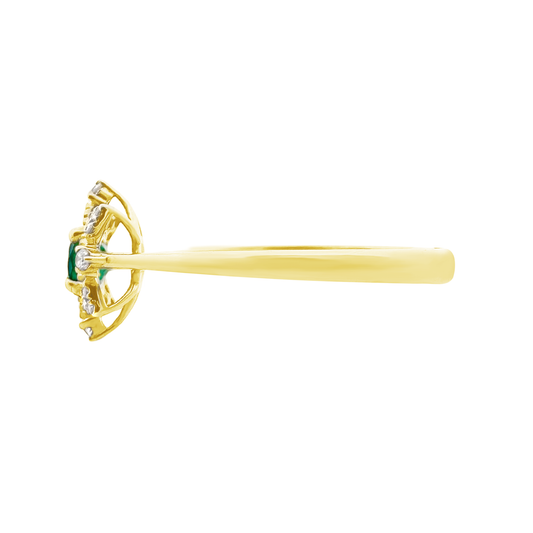 0.06Ct Dia 0.25Ct Em 14K Yellow Gold Emerald Fashion Ring Size 7 1.0Dwt
