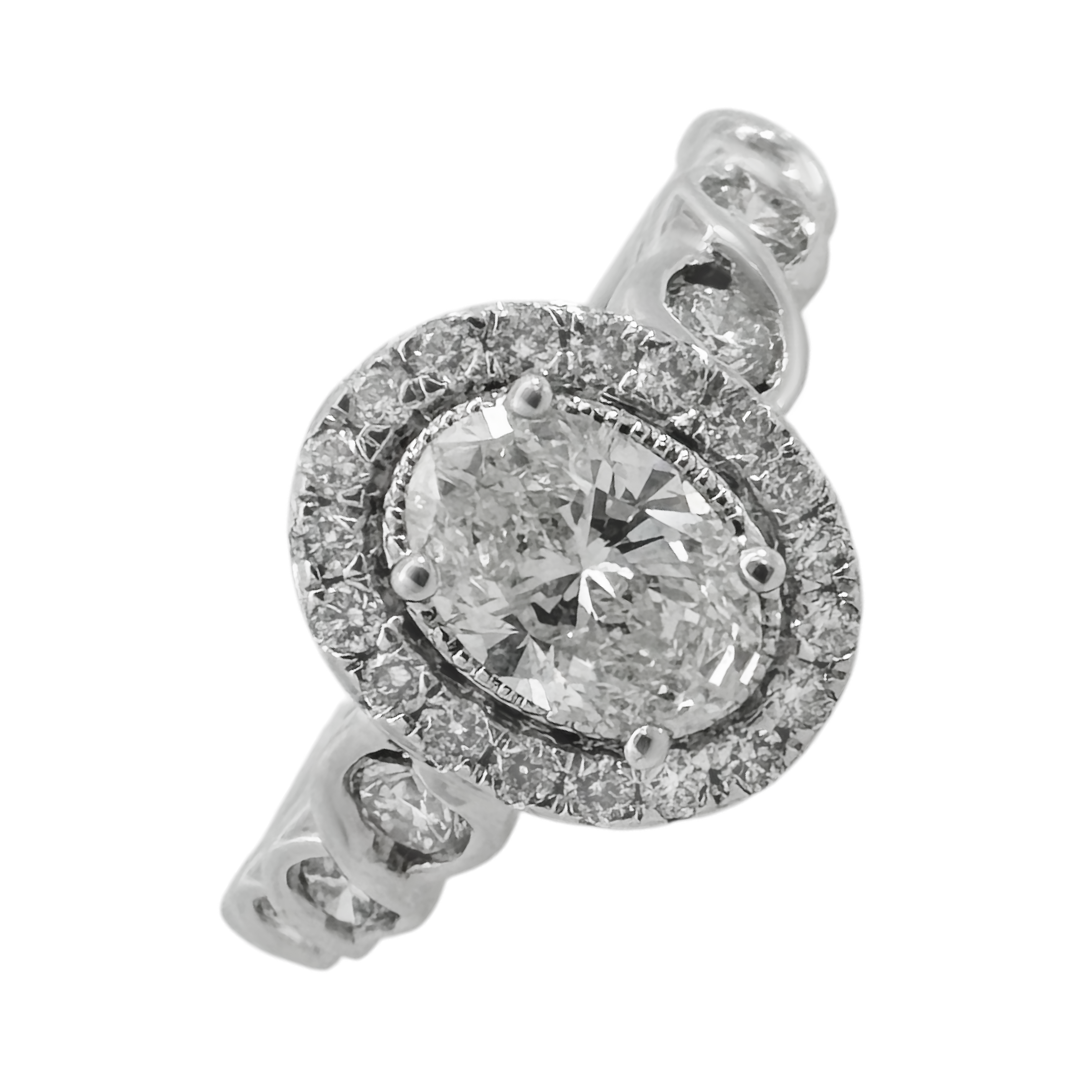 1.00Ct 14K White Gold Diamond Engagement Ring Size 7 2.2Dwt