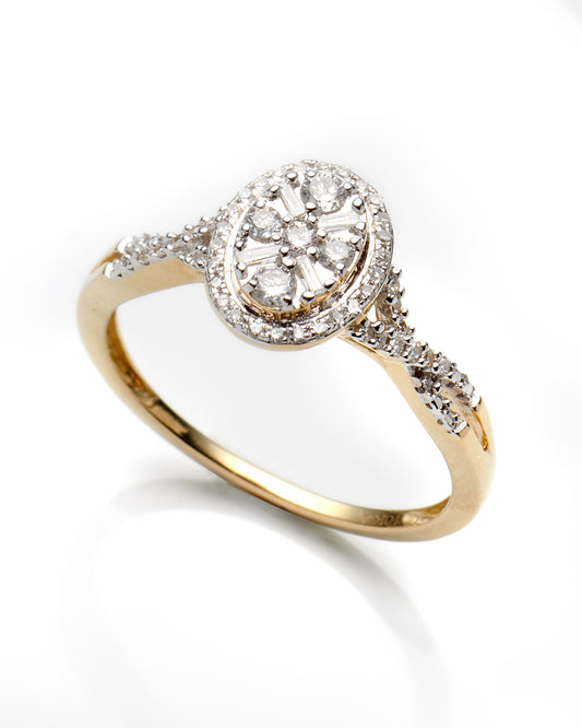 0.25Ctw 10K Yellow Gold Diamond Engagement Ring Size 7 1.2Dwt