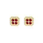 0.29Ctw Ruby & 0.21Ctw Diamond 14K Yellow Gold Stud Earrings 1.0Dwt
