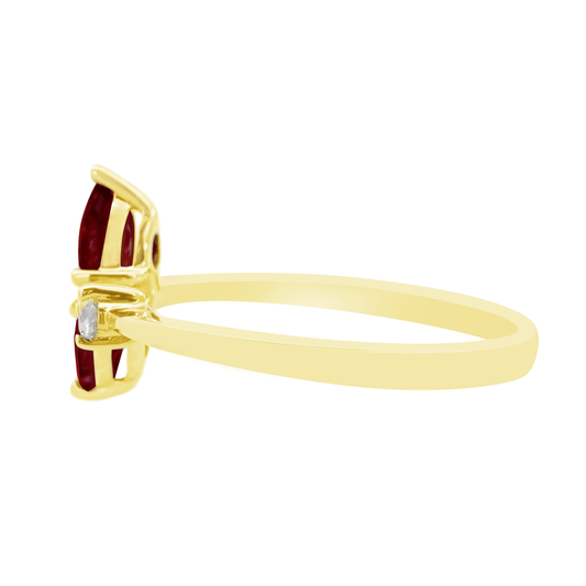 0.06Ct Dia 0.69Ct Ru 14K Yellow Gold Dia & Ruby Fashion Ring Size 7 1.3Dwt