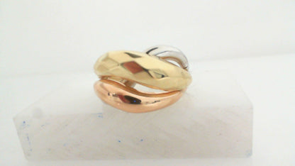 14K Tri Color Ladies Fashion Ring Size 7 3.0Dwt