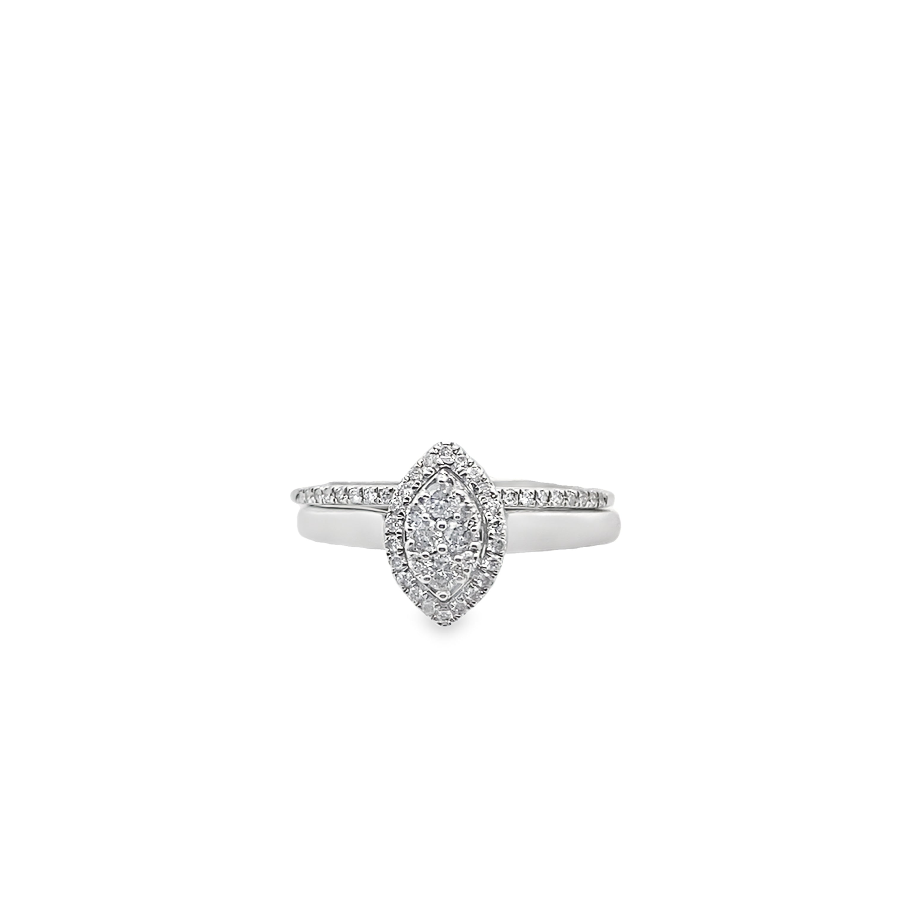 0.33Ctw 14K White Gold Diamond Bridal Set Size 7 2.8Dwt