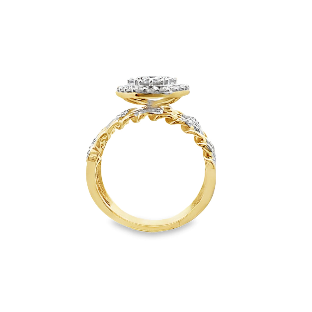 1.0Ct 10K Yellow Gold Diamond Fashion Ring Size 7 3.6Dwt